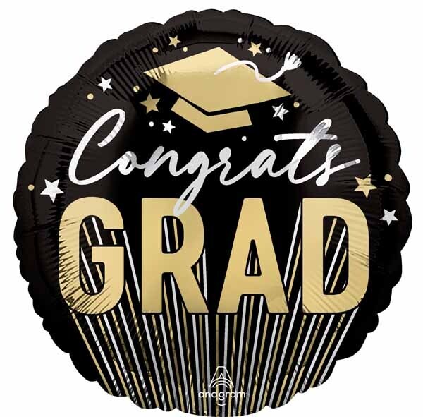 Foil Balloon - Stripes Grad - 18&quot;