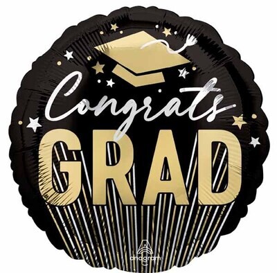 Foil Balloon - Stripes Grad - 18&quot;