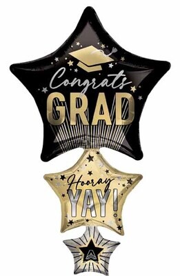 Foil Balloon - Stripes Grad Stars 42&quot;
