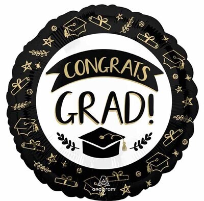Foil Balloon - SKETCH CONGRATS GRAD 18&quot;