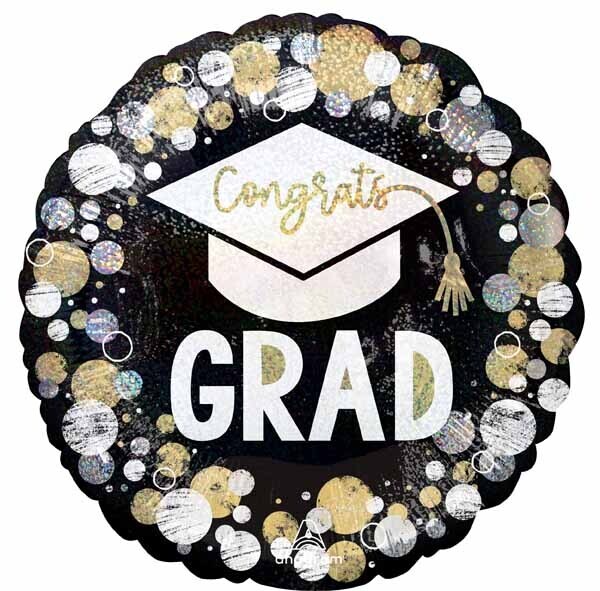 Foil Balloon - GRAD CIRCLES &amp; DOTS 18&quot;
