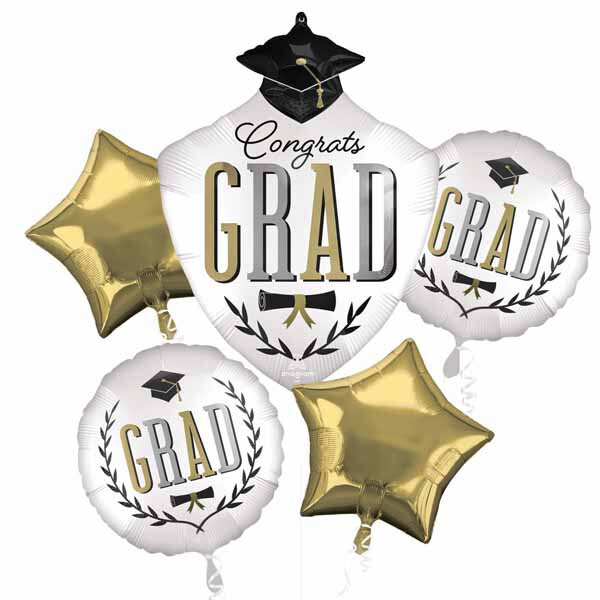 Foil Balloon - CAPS OFF GRAD SL BOUQUET - 5 pk Bouquet