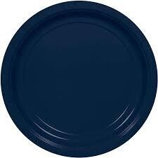 Plates-BEV-Navy Blue-20pkg-Plastic - 7&quot;