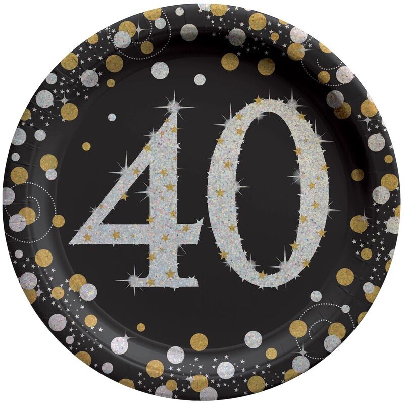 Sparkling Celebration 40th Round Plates, 7&quot;