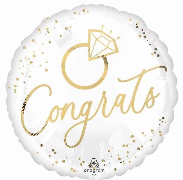 Foil Balloon - White Gold Wedding - Standard