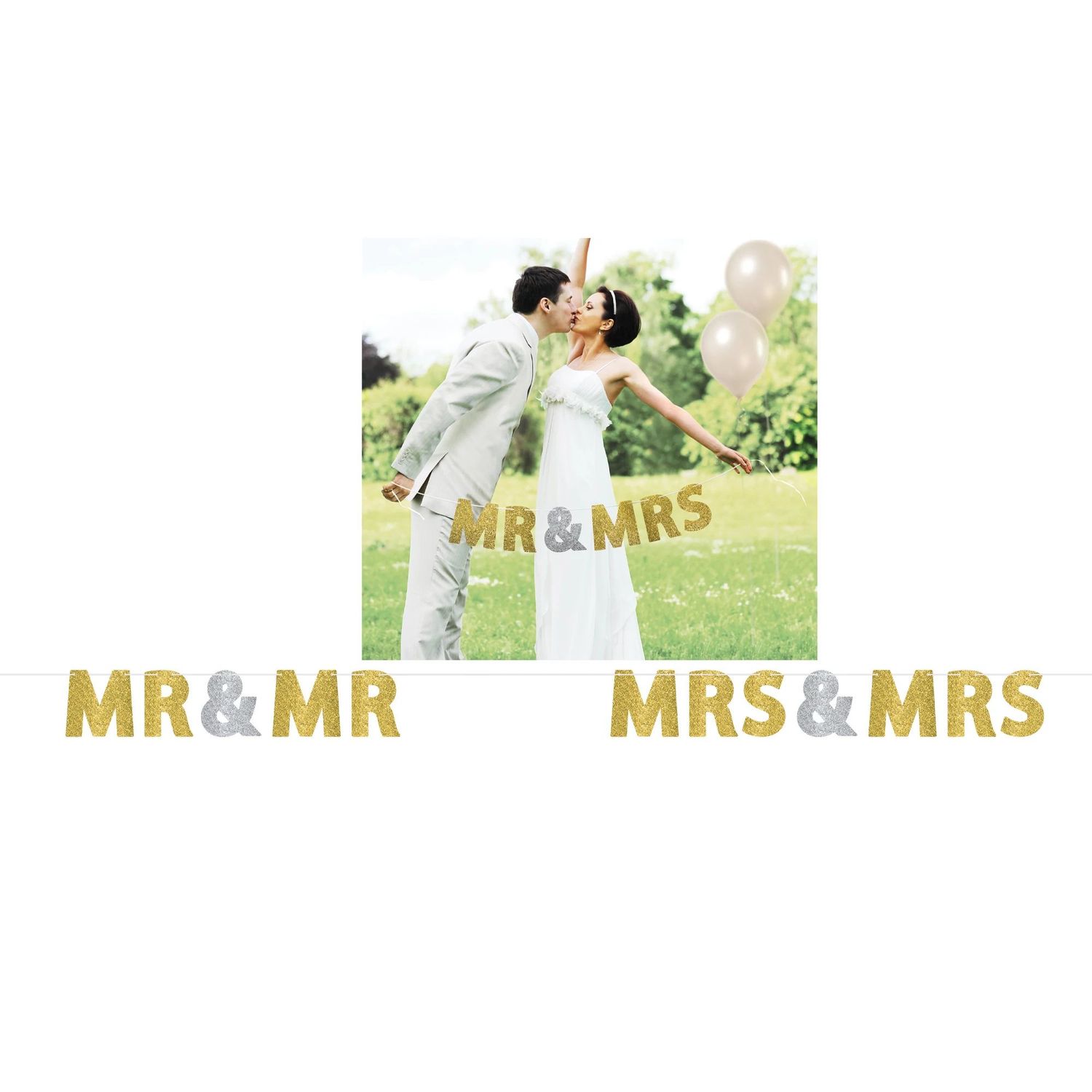 Glitter Letter Banner MR &amp; MRS + S