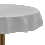 Plastic Round Table Cover Silver 84&quot;