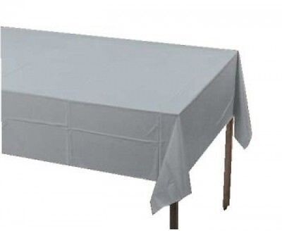 Plastic Rectangular Table Cover Shimmering Silver 54&quot; X 108&quot;