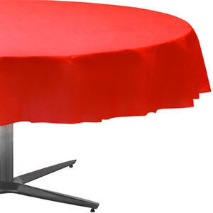 Plastic Round Table Cover Apple Red 84&quot;