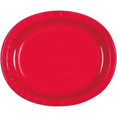Plates - Oval - DN -  Red  - 8 pk - 10&quot;