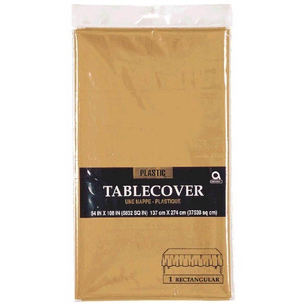 Plastic Rectangular Table Cover Gold 54&quot; X 108&quot;