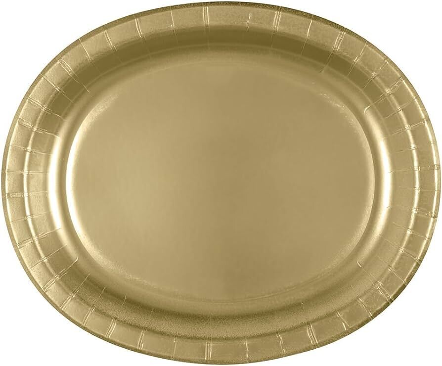 Plates - Oval - DN -  Gold - 8 pk - 10&quot;