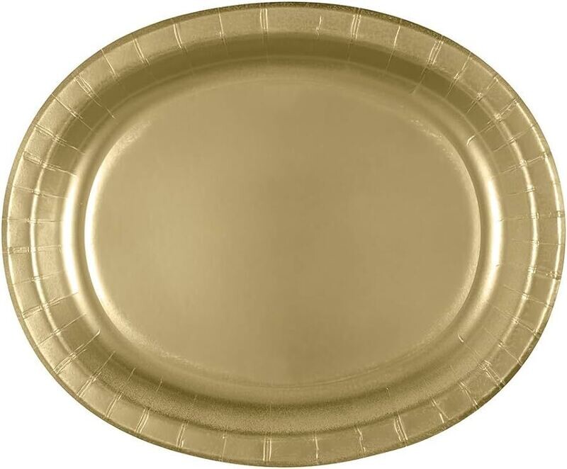 Plates - Oval - DN -  Gold - 8 pk - 10&quot;