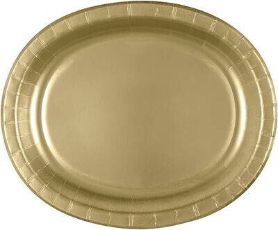 Plates - Oval - DN -  Gold - 8 pk - 10&quot;
