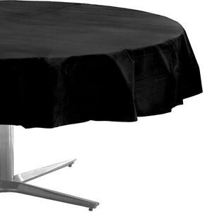 Plastic Round Table Cover Jet Black 84&quot;
