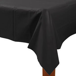 Plastic Rectangular Table Cover Jet Black 54&quot; X 108&quot;