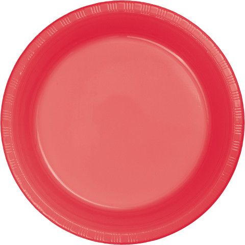 Plastic Plates 20pc Coral 9&quot;