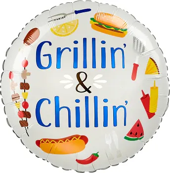 Foil Balloon - Grillin&#39; &amp; Chillin&#39; - 18&quot;- Circle