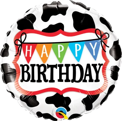 Foil Balloon - Birthday Holstein Cow Pattern