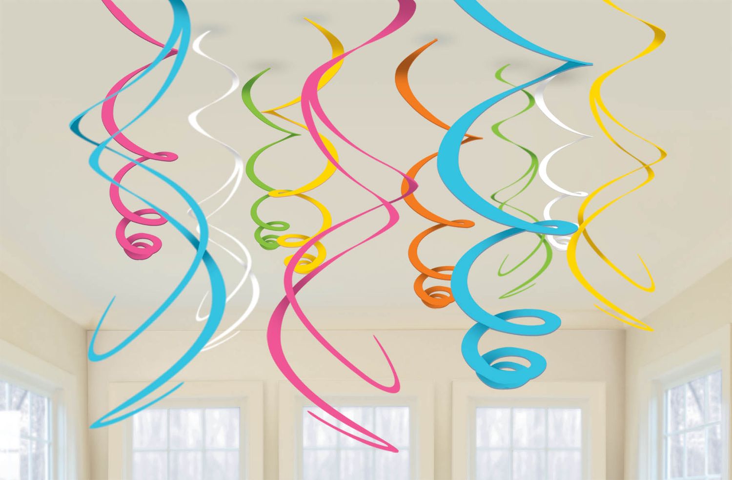 Swirl Decorations 12pc, Color: Rainbow Pastel, Size: 22&quot;