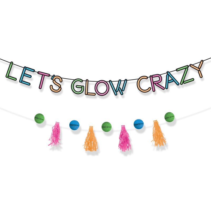 Let&#39;s Glow Crazy Jumbo Happy Birthday Banner Kit