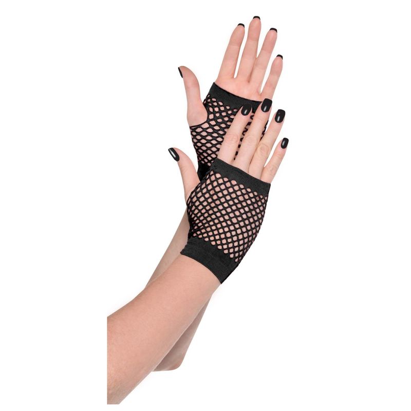 Black Short Fishnet Gloves