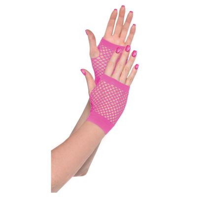 Pink  Short Fishnet Gloves