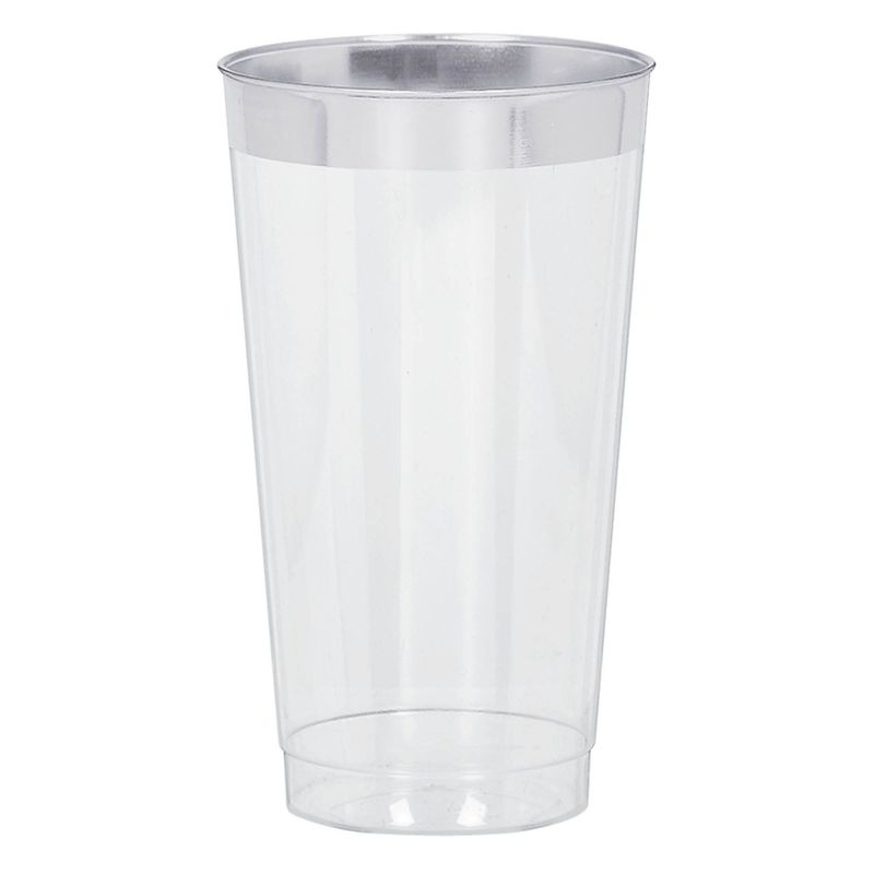 Premium Plastic Tumblers - Clear w/Silver Trim