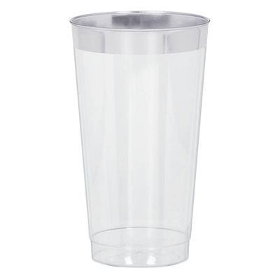 Premium Plastic Tumblers - Clear w/Silver Trim