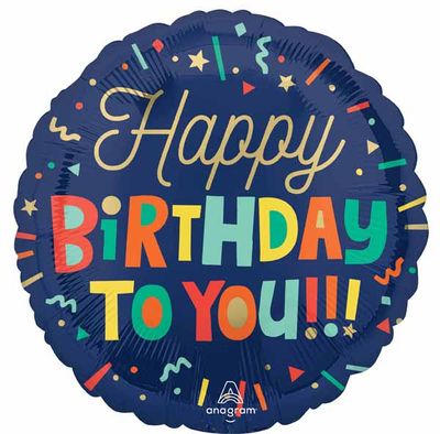 Foil Balloon - Bright HBD Blocks - 18&quot;