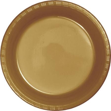 Plastic Plates 20pc Glittering Gold 7&quot;