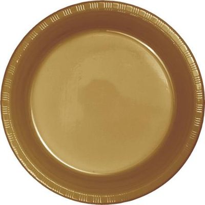Plastic Plates 20pc Glittering Gold 7&quot;