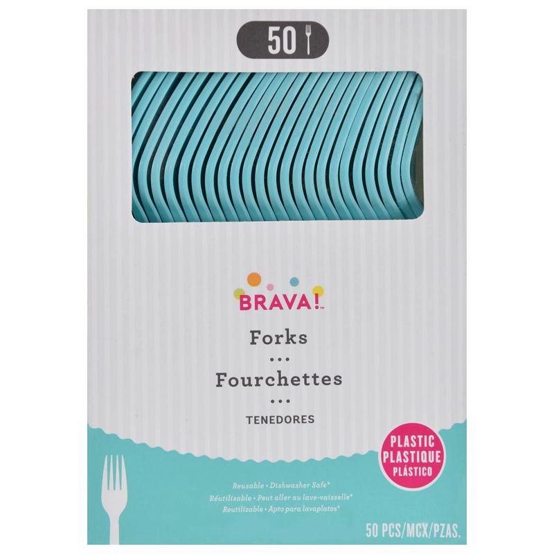 Reusable Plastic Forks, High Ct. -Robins Egg Blue