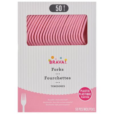 Reusable Plastic Forks, High Ct. -New Pink