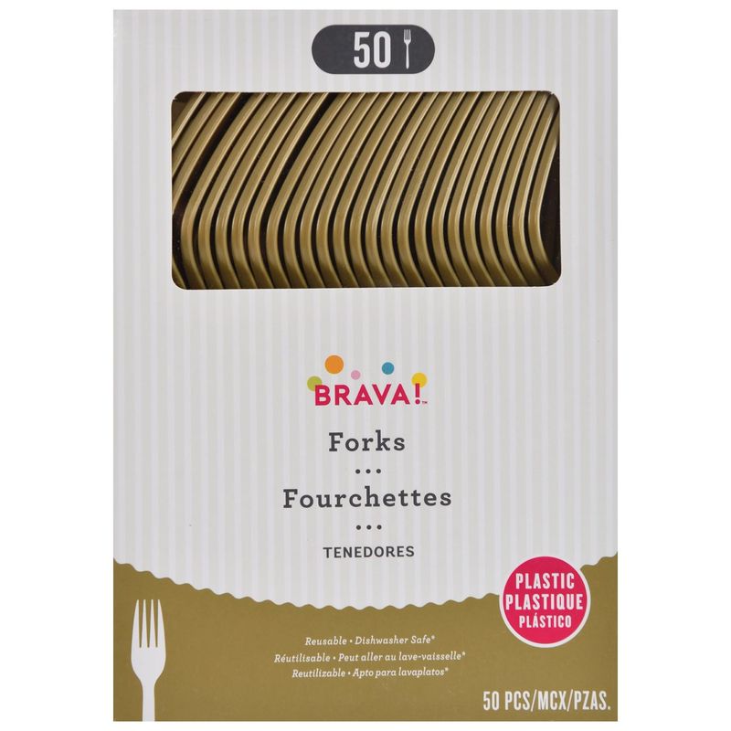 Reusable Plastic Forks, High Ct. -Gold