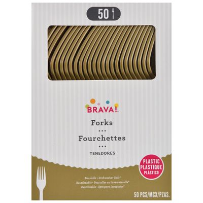 Reusable Plastic Forks, High Ct. -Gold