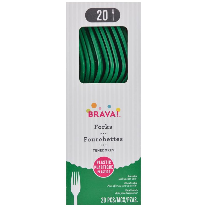 Reusable Plastic Forks, Mid Ct. - Festive Green