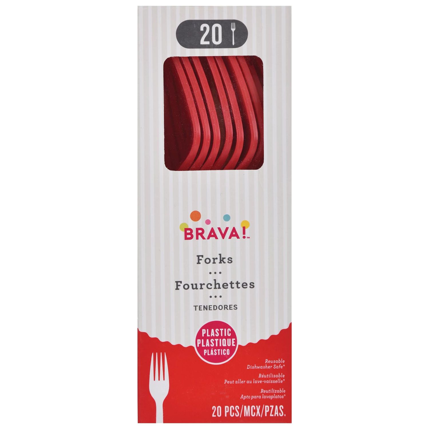 Reusable Plastic Forks, Mid Ct. - Apple Red