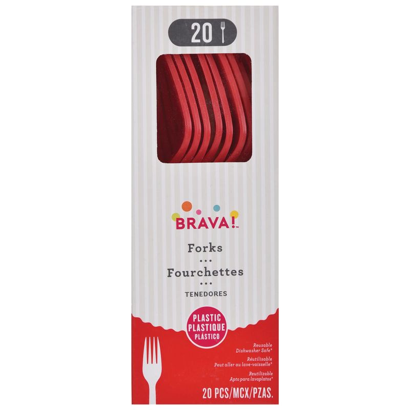 Reusable Plastic Forks, Mid Ct. - Apple Red