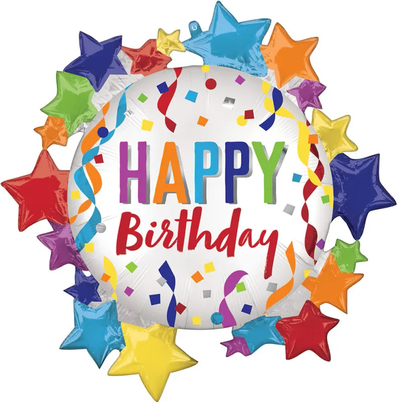 Foil Balloon  - Satin HBD Star - 30&quot;