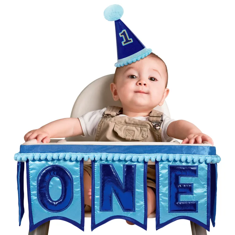Deluxe High Chair Decoration- Boy - &quot;ONE&quot;