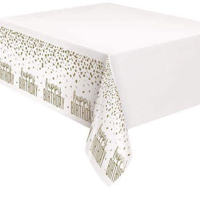 Tablecover - Plastic - Confetti Gold Birthday - 54&quot;X84&quot;