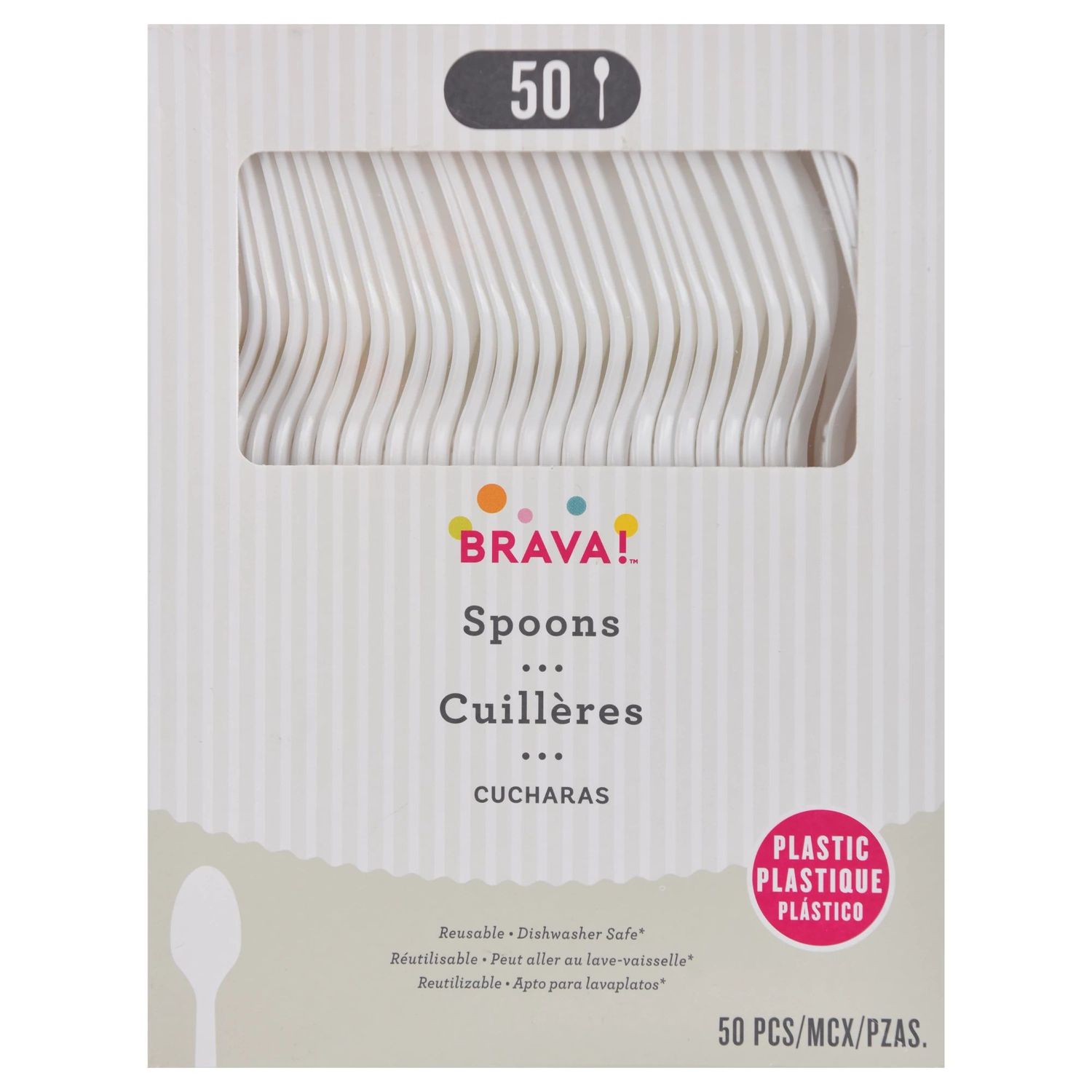 Reusable Plastic Spoons, High Ct. - Frosty White