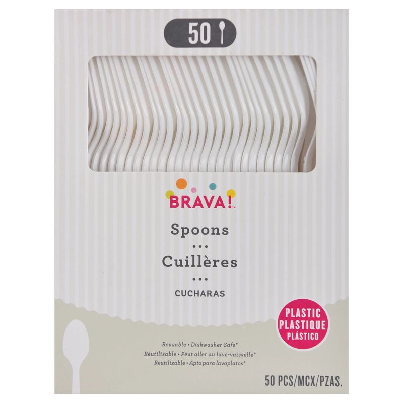 Reusable Plastic Spoons, High Ct. - Frosty White