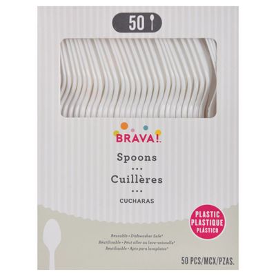 Reusable Plastic Spoons, High Ct. - Frosty White