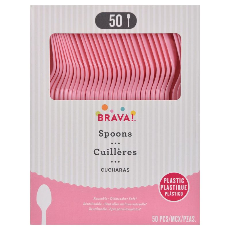 Reusable Plastic Spoons, High Ct. - New Pink