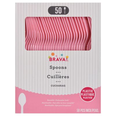 Reusable Plastic Spoons, High Ct. - New Pink