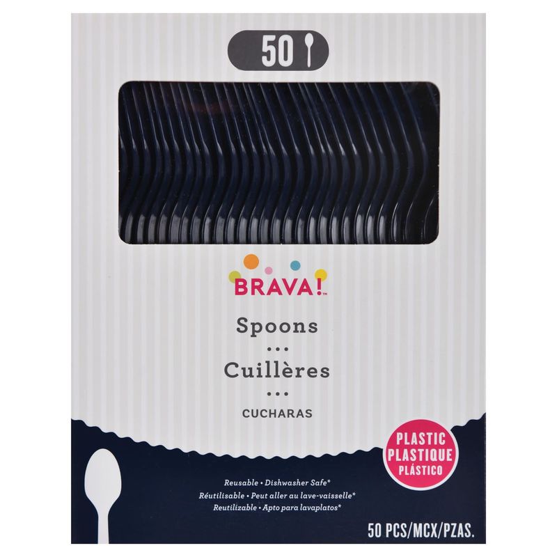 Reusable Plastic Spoons, High Ct. - True Navy