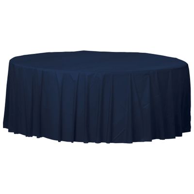 84&quot; Round Plastic Table Cover - True Navy