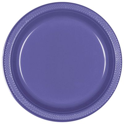 Round Plastic Plates, Mid Ct. - New Purple